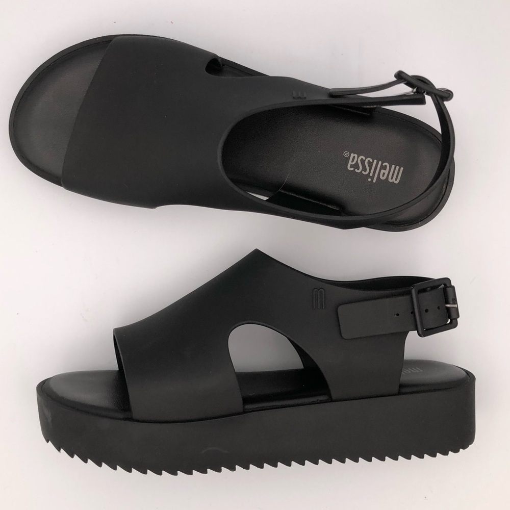 EUC Black Platform Buckle Melissa Sandals US Size7